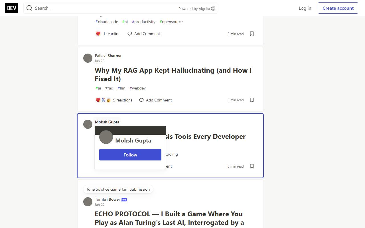 DEV Community preview 1