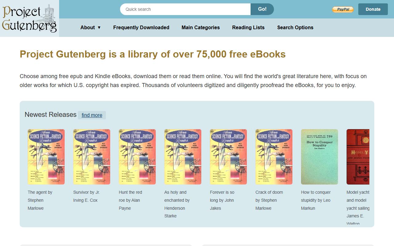 Project Gutenberg preview 1